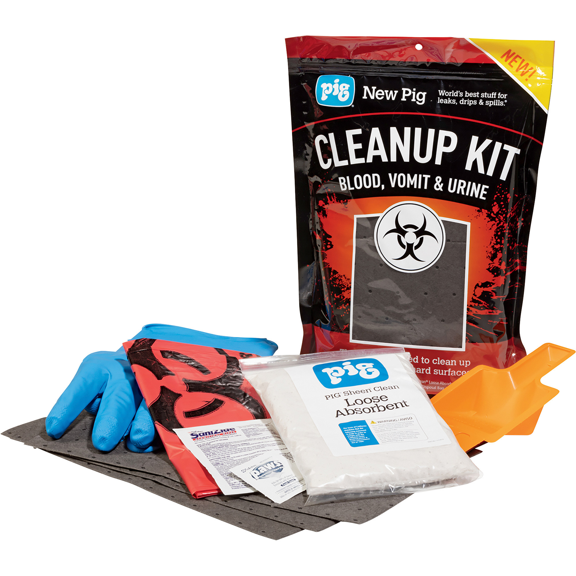New Pig Blood, Vomit and Urine Cleanup Kit, Single-Use, Disposable
